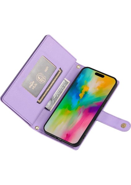 IPhone 16 Için Flip Case Pro Max Çok Fonksiyonlu Cüzdan Crossbody Kayış (Yurt Dışından)