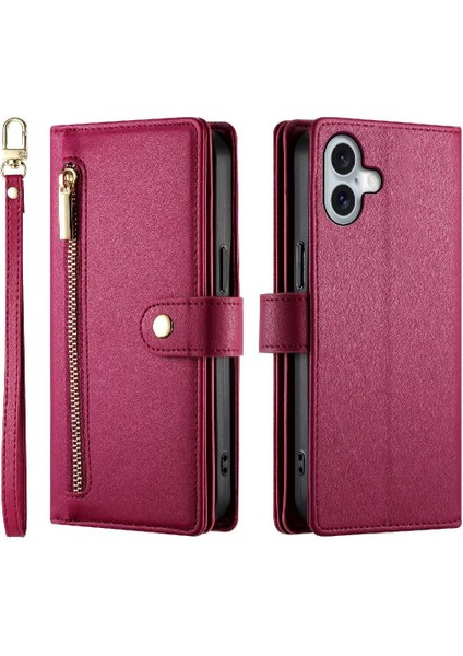 IPhone 16 Için Flip Case Artı Cüzdan Crossbody Kayış Standı Çok Fonksiyonlu (Yurt Dışından)