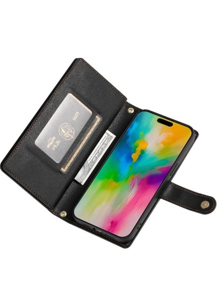 IPhone 16 Için Flip Case Pro Max Çok Fonksiyonlu Cüzdan Crossbody Kayış (Yurt Dışından)