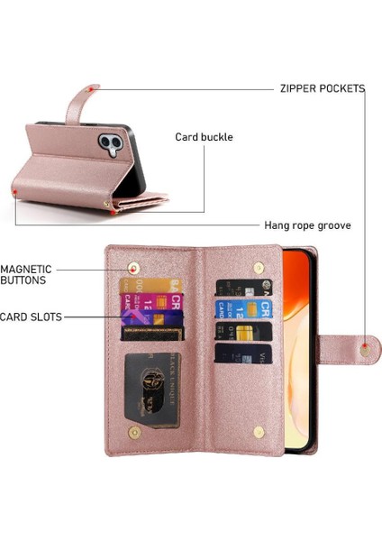 IPhone 16 Için Flip Case Artı Cüzdan Crossbody Kayış Standı Çok Fonksiyonlu (Yurt Dışından)