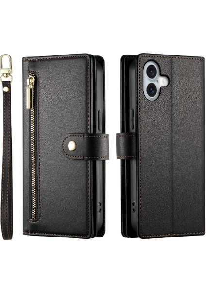 IPhone 16 Için Flip Case Artı Cüzdan Crossbody Kayış Standı Çok Fonksiyonlu (Yurt Dışından)
