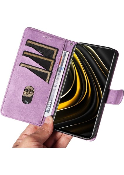 Xiaomi Redmi 9t Için Filp Durumda Preslenmiş Pu Deri Cüzdan Telefon Kılıfı ile (Yurt Dışından) modelleri