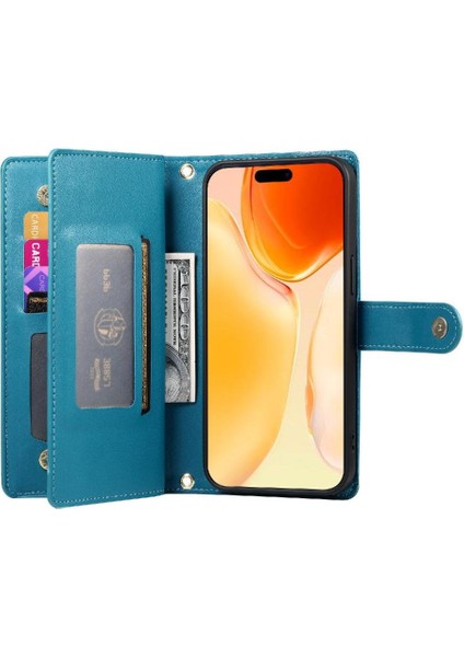 IPhone 16 Için Flip Case Artı Cüzdan Crossbody Kayış Standı Çok Fonksiyonlu (Yurt Dışından)