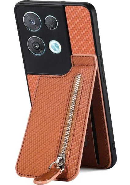 Oppo Oppo 8 Pro 5g Için Kılıf Fermuar Standı Cüzdan Crad Yuvası Manyetik Araba (Yurt Dışından)