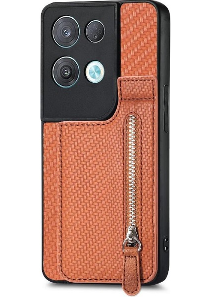 Oppo Oppo 8 Pro 5g Için Kılıf Fermuar Standı Cüzdan Crad Yuvası Manyetik Araba (Yurt Dışından)