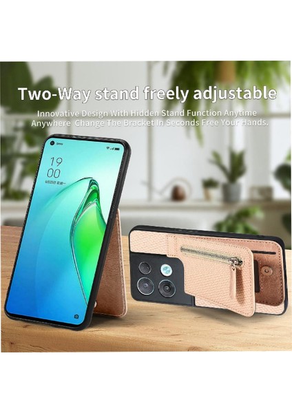 Oppo Oppo 8 Pro 5g Için Kılıf Fermuar Standı Cüzdan Crad Yuvası Manyetik Araba (Yurt Dışından)