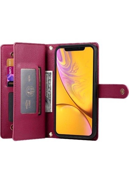 IPhone Xr Standı Cüzdan Çok Fonksiyonlu Crossbody Askısı Için Flip Case (Yurt Dışından)