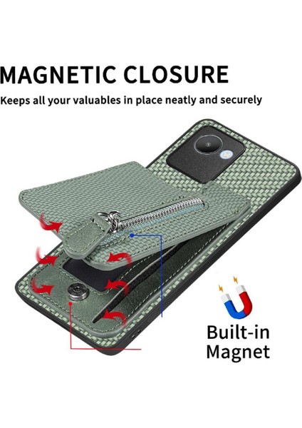 Realme C30 Fermuar Crad Yuvası Manyetik Araç Montaj Cüzdan Standı Için Kılıf (Yurt Dışından) indirimleri