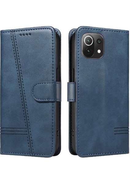 Xiaomi 11 Lite Için Filp Durumda Preslenmiş Pu Deri Cüzdan Telefon Kılıfı Siyah (Yurt Dışından) modelleri