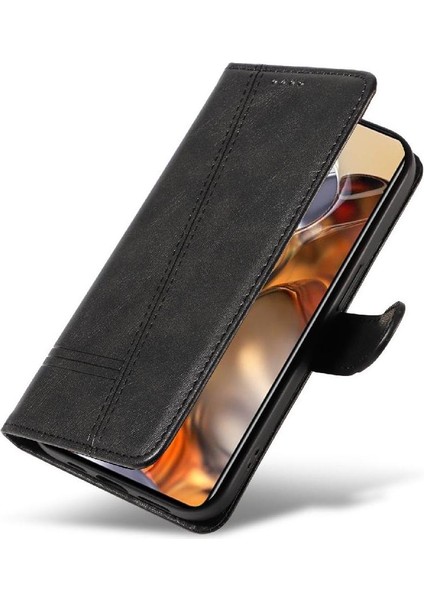 Xiaomi 11T/11T Pro Için Filp Durumda Ayrılabilir Siyah Bilezik Preslenmiş Pu Kılıf (Yurt Dışından)