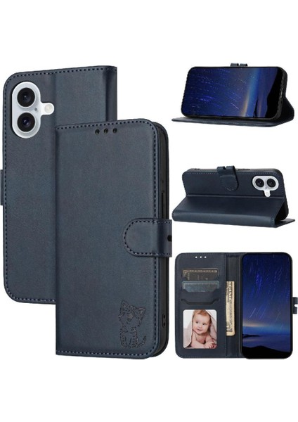 IPhone 16 Için Cüzdan Durumda Kart Tutucu Kickstand Tüm Yuvarlak Koruma (Yurt Dışından)