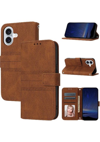 IPhone 16 Için Flip Case Manyetik Kapatma Kickstand Darbeye Koruyucu (Yurt Dışından)