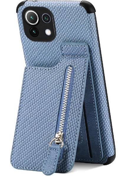 Xiaomi 11 Lite Için Kılıf Standı Crad Yuvası Cüzdan Manyetik Araç Montaj Fermuar (Yurt Dışından)