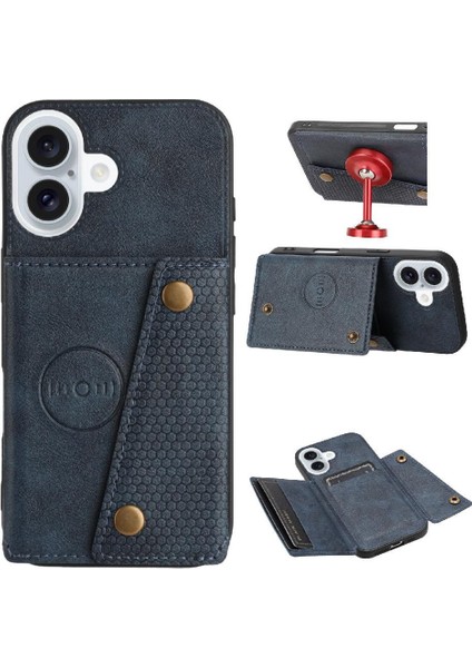 IPhone 16 Için Cüzdan Kılıf Cüzdan Kılıf Darbeye Koruyucu Kickstand Kart (Yurt Dışından)