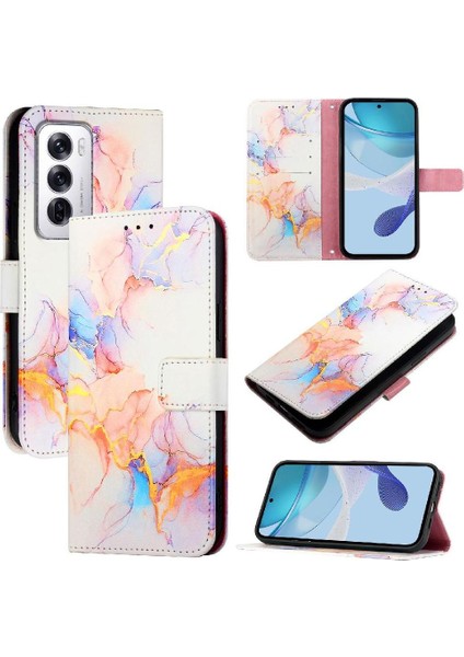 Oppo Oppo 12 5g Kickstand Pu Deri Mermer Desen Cüzdan Için Kılıf (Yurt Dışından) indirimleri