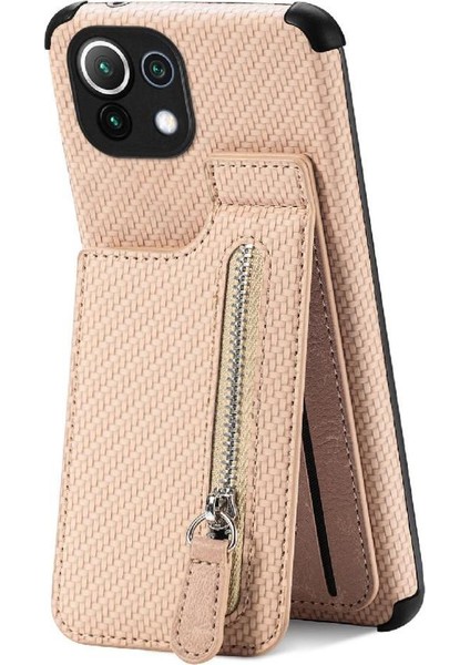 Xiaomi 11 Lite Için Kılıf Standı Crad Yuvası Cüzdan Manyetik Araç Montaj Fermuar (Yurt Dışından)