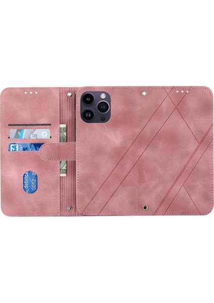 IPhone 16 Için Filp Durumda Pro Max Kickstand Bilek Kayışı El Cüzdan Kredi (Yurt Dışından)