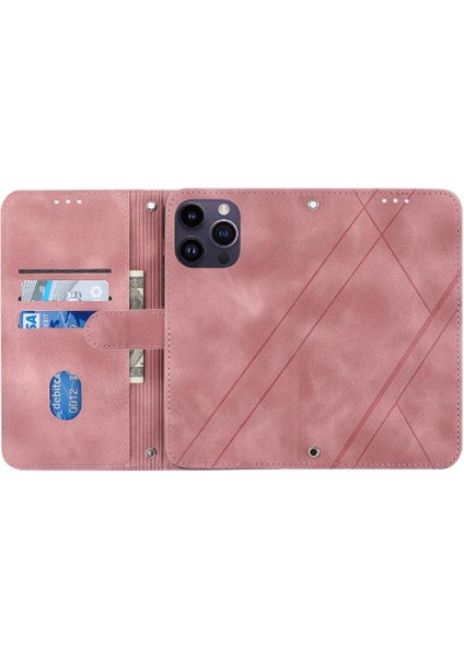 IPhone 16 Için Filp Durumda Pro Max Kickstand Pu Deri Kayış Kredi Kartı (Yurt Dışından)