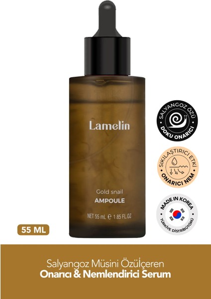 Salyangoz Müsini ve Altın Içeren Onarıcı Yenileyici Serum Lamelin Gold Snail Ampoule