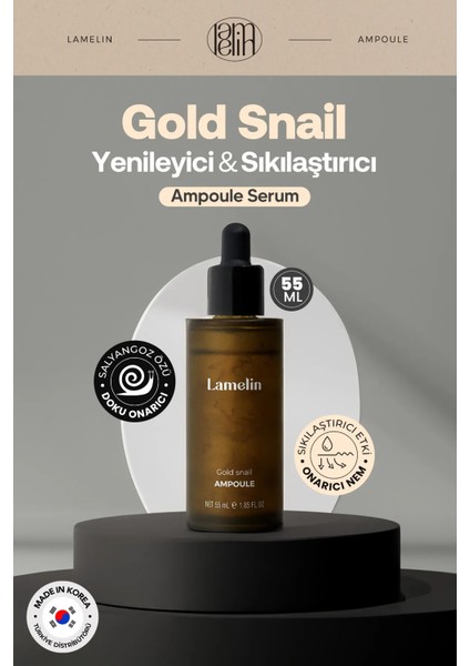 Salyangoz Müsini ve Altın Içeren Onarıcı Yenileyici Serum Lamelin Gold Snail Ampoule