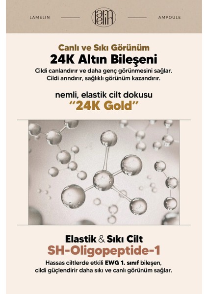 Salyangoz Müsini ve Altın Içeren Onarıcı Yenileyici Serum Lamelin Gold Snail Ampoule