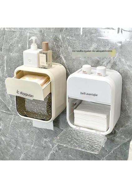 Renkli Doku Kutusu Banyo Çift Katmanlı Kovası Duvara Monte Rulo Kağıt Tutucu Rulosu Tutucu Kağıt Çekmece Tutucu (Yurt Dışından)