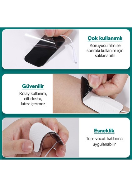 5 Paket, 20adet Tens Elektrod Pedi 5x9 Cm Extra Güçlendirilmiş Yapışkanlı Kumaş Yüzey