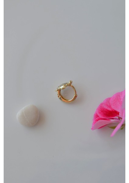 Zirkon Taşlı Kaplumbağa Helix Piercing Karetta Kıkırdak Lob Küpesi Tek Adet