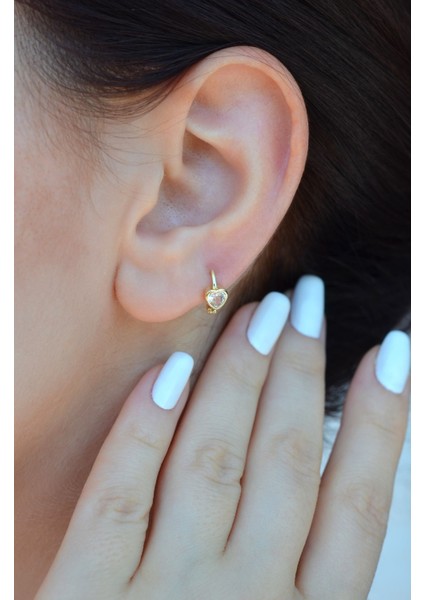 Tektaş Kalp Helix Piercing Kıkırdak Lob Halka Model Küpe Tek Adet