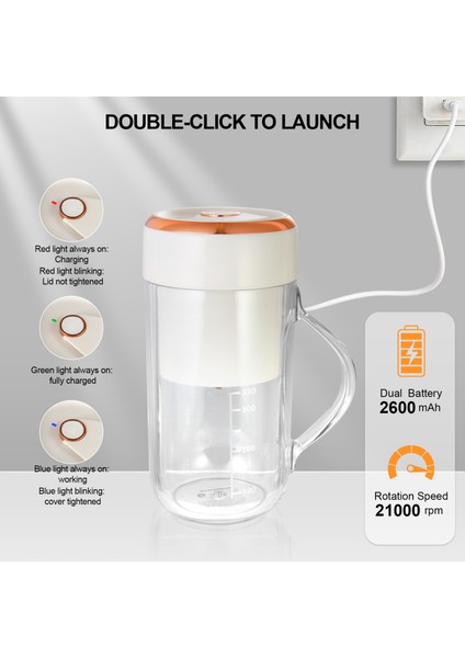 Çok Fonksiyonlu Taşınabilir USB Elektrikli Smoothie Kablosuz Meyve Sıkacağı 330 ml (Yurt Dışından)