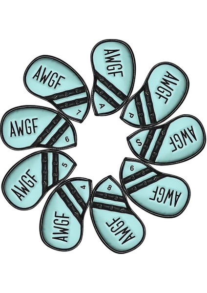 9x Golf Başörtüsü Numaralı Club Head Kılıf Aksesuarları Yeşil (Yurt Dışından)