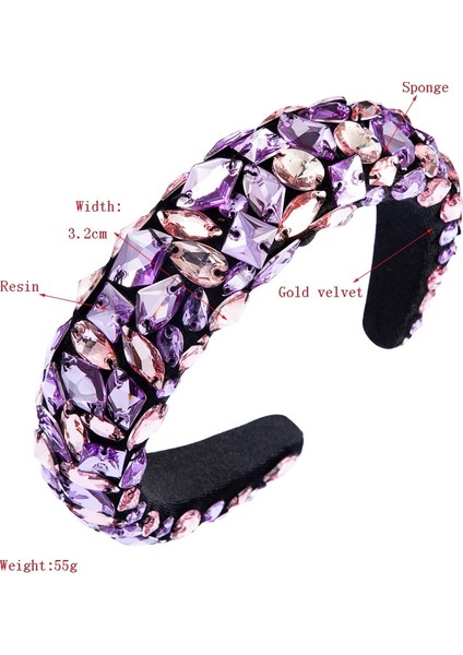 Yuekeda-Renkli Tam Yapay Elmas El Yapımı Geniş Kenarlı Saç Bandı (Yurt Dışından) fiyatları