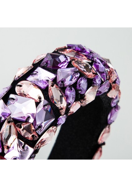 Yuekeda-Renkli Tam Yapay Elmas El Yapımı Geniş Kenarlı Saç Bandı (Yurt Dışından) modelleri