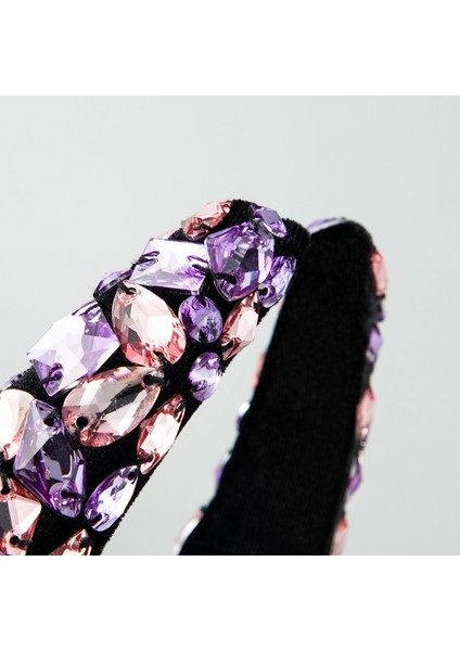 Yuekeda-Renkli Tam Yapay Elmas El Yapımı Geniş Kenarlı Saç Bandı (Yurt Dışından) fırsatları