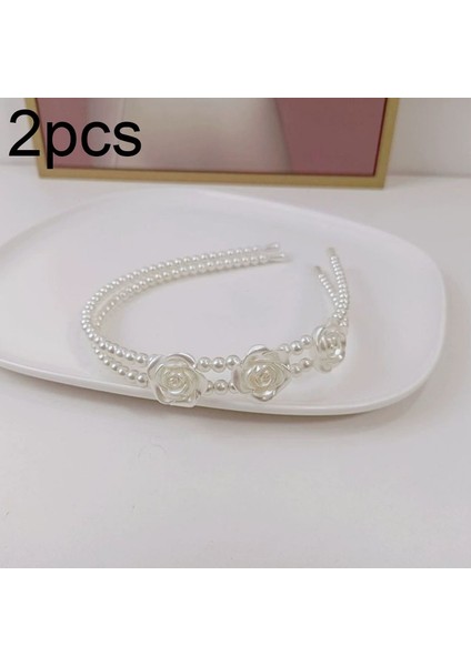 YUEKEDA-2ADET Tatlı Inci Saç Bandı Retro Saç Aksesuarları 13 (Yurt Dışından)