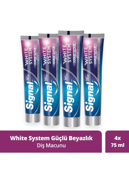 White System Diş Macunu Güçlü Beyazlık Güçlü Diş Minesi 75 Ml X4