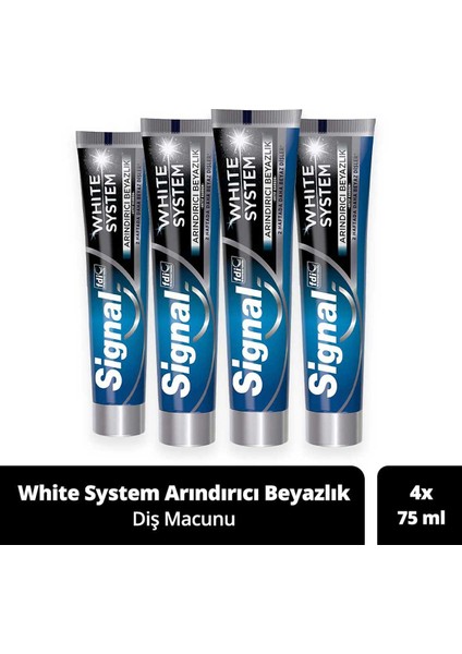 White System Diş Macunu Arındırıcı Beyazlık Aktif Karbon 75 Ml X4