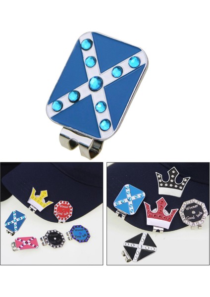 Rhinestone Golf Işaretleyiciler Ayrılabilir Kadın Şğ Anti-Pas Putt Dörtgen Mavi (Yurt Dışından)