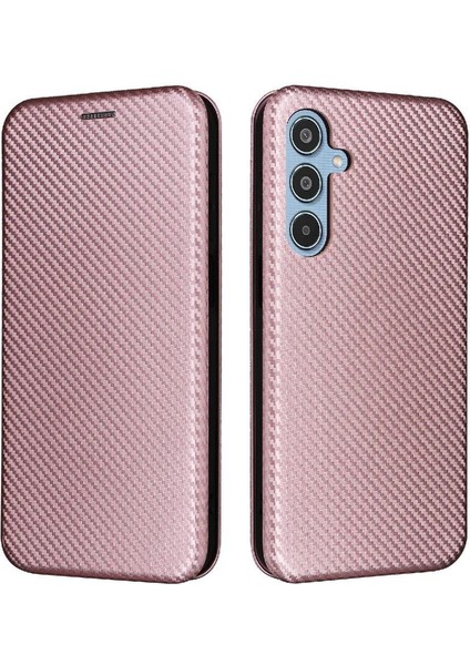 Samsung Galaxy M35 Manyetik Karbon Fiber Deri Için Flip Case Folio Kapak (Yurt Dışından)