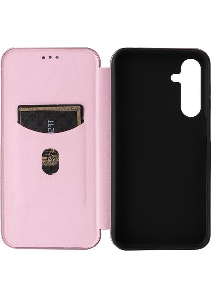 Samsung Galaxy M35 Manyetik Karbon Fiber Deri Için Flip Case Folio Kapak (Yurt Dışından)