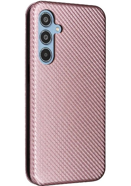 Samsung Galaxy M35 Manyetik Karbon Fiber Deri Için Flip Case Folio Kapak (Yurt Dışından)