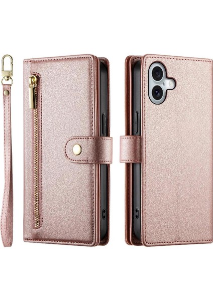IPhone 16 Için Flip Case Artı Cüzdan Crossbody Kayış Standı Çok Fonksiyonlu (Yurt Dışından)