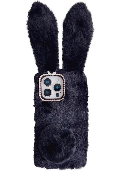IPhone 16 Için Kılıf Pro Sevimli Peluş Tavşan Kulaklar Peluş Telefon Kılıfı Sonbahar ve (Yurt Dışından)
