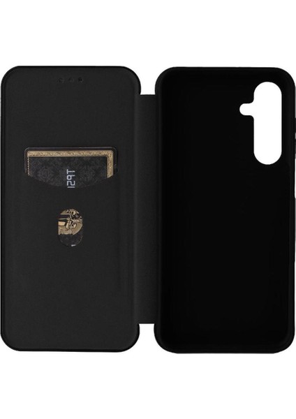 Samsung Galaxy M35 Manyetik Karbon Fiber Deri Için Flip Case Folio Kapak (Yurt Dışından)