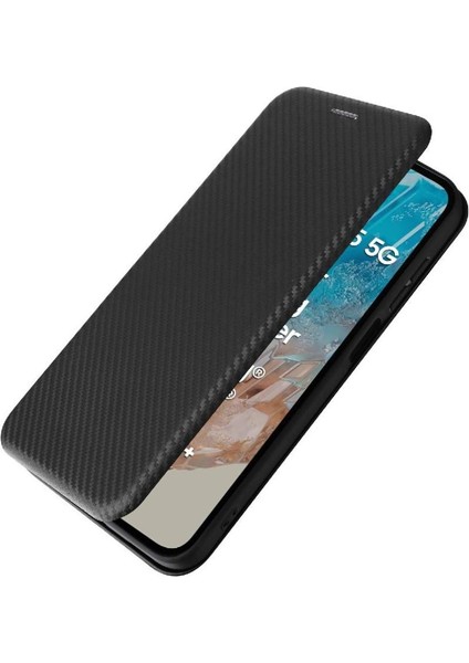 Samsung Galaxy M35 Manyetik Karbon Fiber Deri Için Flip Case Folio Kapak (Yurt Dışından)