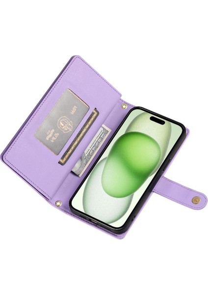IPhone 15 Için Flip Case Artı Iş Crossbody Kayış Çok Fonksiyonlu (Yurt Dışından) modelleri