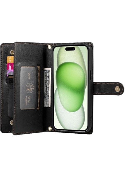 IPhone 15 Için Flip Case Artı Iş Crossbody Kayış Çok Fonksiyonlu (Yurt Dışından) modelleri
