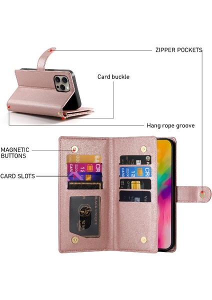 IPhone 16 Için Flip Case Pro Max Çok Fonksiyonlu Cüzdan Crossbody Kayış (Yurt Dışından) fiyatları