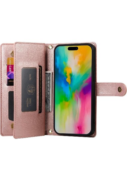 IPhone 16 Için Flip Case Pro Max Çok Fonksiyonlu Cüzdan Crossbody Kayış (Yurt Dışından) fırsatları
