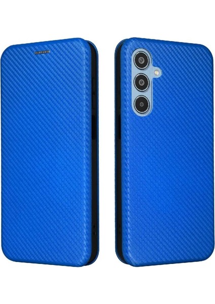 Samsung Galaxy M35 Manyetik Karbon Fiber Deri Için Flip Case Folio Kapak (Yurt Dışından)